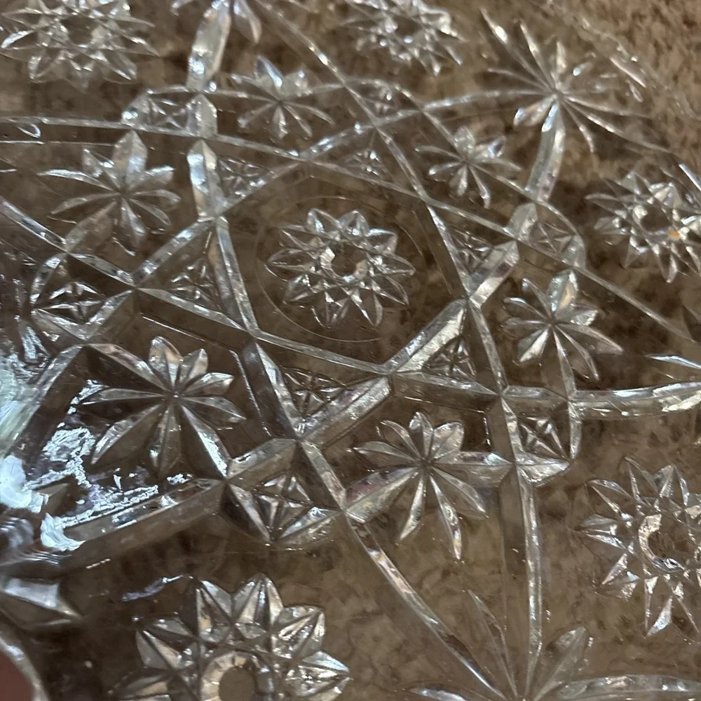 Vintage Anchor Hocking EAPC Glass Platter 11 Inch Round-Star of David
